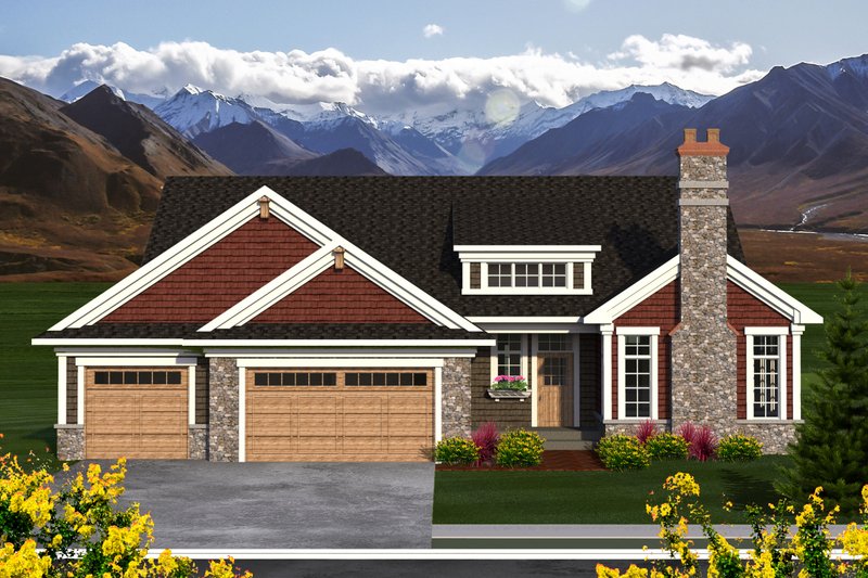 Architectural House Design - Ranch Exterior - Front Elevation Plan #70-1196
