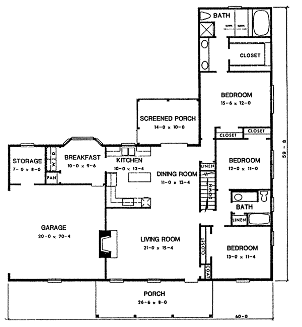 Ranch Floor Plan - Main Floor Plan #10-136