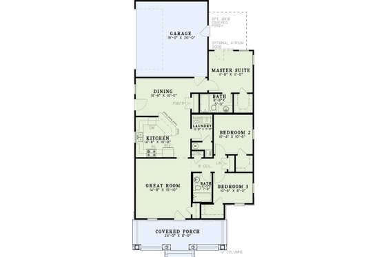 Floor Plan - Main Floor for Country House Plan #17-2812 - 3 bed, 2 bath
