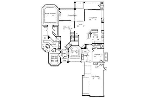 Floor Plan - Main Floor for European House Plan #417-424 - 4 bed, 3.5 bath