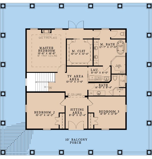 Farmhouse Floor Plan - Upper Floor Plan #923-243