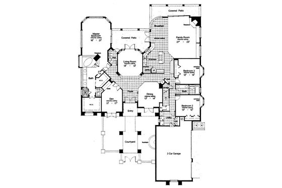 Floor Plan - Main Floor for European House Plan #417-421 - 3 bed, 3.5 bath