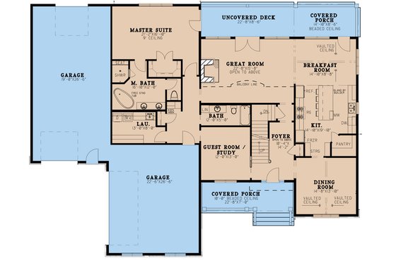 Floor Plan - Main Floor for Craftsman House Plan #923-233 - 5 bed, 5.5 bath