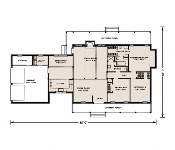 Ranch Floor Plan - Main Floor Plan #140-125