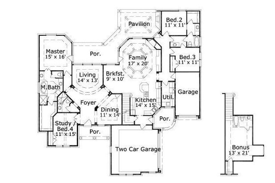 Floor Plan - Main Floor for European House Plan #411-476 - 3 bed, 3 bath