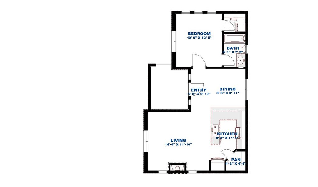 Floor Plan - Main Floor for Mediterranean House Plan #1126-8 - 1 bed, 1 bath
