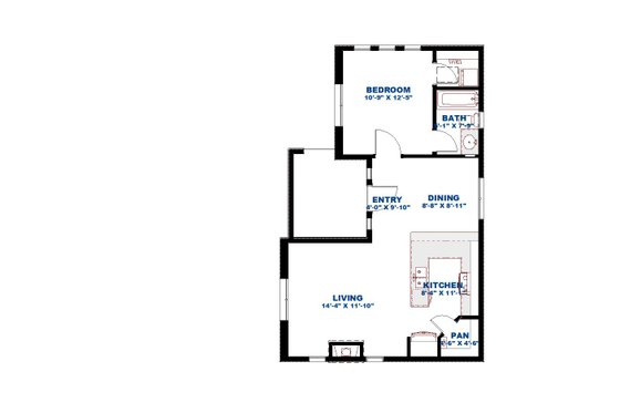 Floor Plan - Main Floor for Mediterranean House Plan #1126-8 - 1 bed, 1 bath