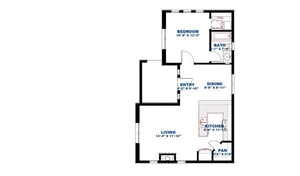House Design - Floor Plan - Main Floor for Mediterranean House Plan #1126-8 - 1 bed, 1 bath