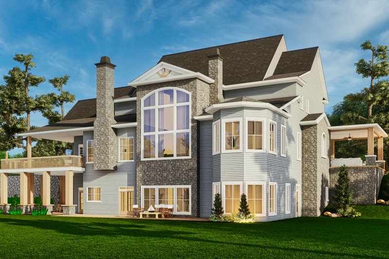Architectural House Design - Exterior - Rear Elevation for Farmhouse House Plan #119-454 - 3 bed, 3.5 bath