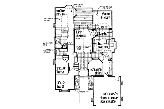 Floor Plan - Main Floor for Mediterranean House Plan #47-210 - 3 bed, 2 bath