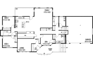 Floor Plan - Main Floor for Modern House Plan #60-307 - 3 bed, 2.5 bath