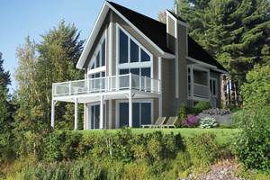 Cabin Exterior - Front Elevation Plan #25-4586