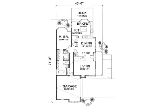 Floor Plan - Main Floor for Traditional House Plan #50-104 - 3 bed, 2.5 bath