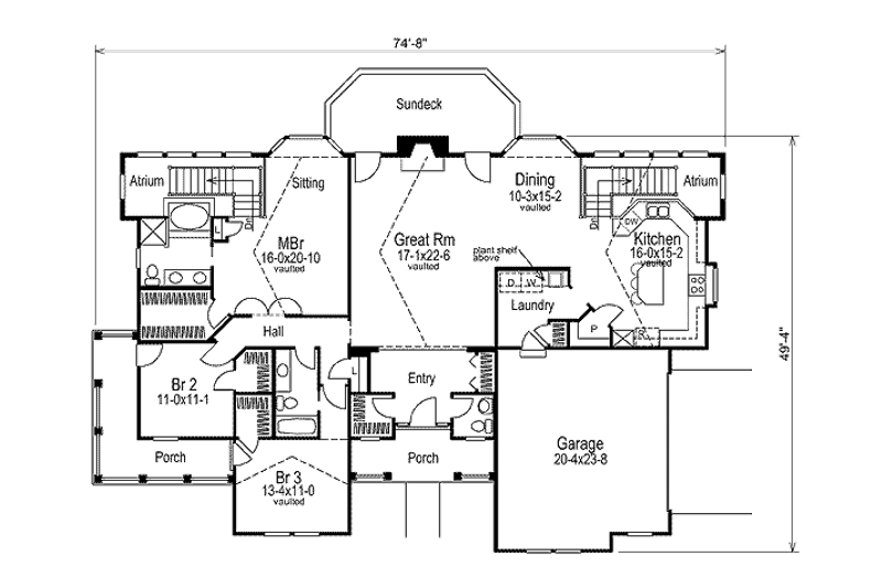 Architectural House Design - Floor Plan - Main Floor for Colonial House Plan #57-302 - 3 bed, 2.5 bath