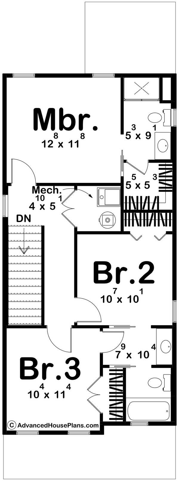 Traditional Floor Plan - Upper Floor Plan #455-671