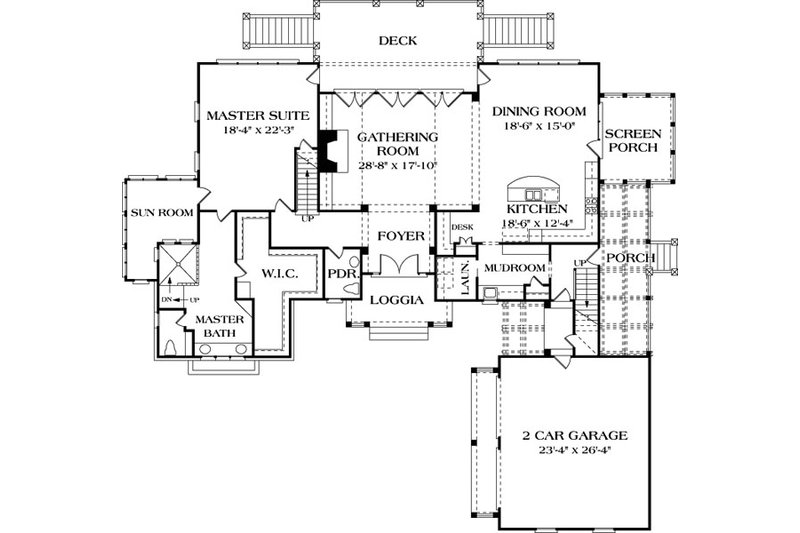 Dream House Plan - Floor Plan - Main Floor for Craftsman House Plan #453-19 - 4 bed, 3.5 bath