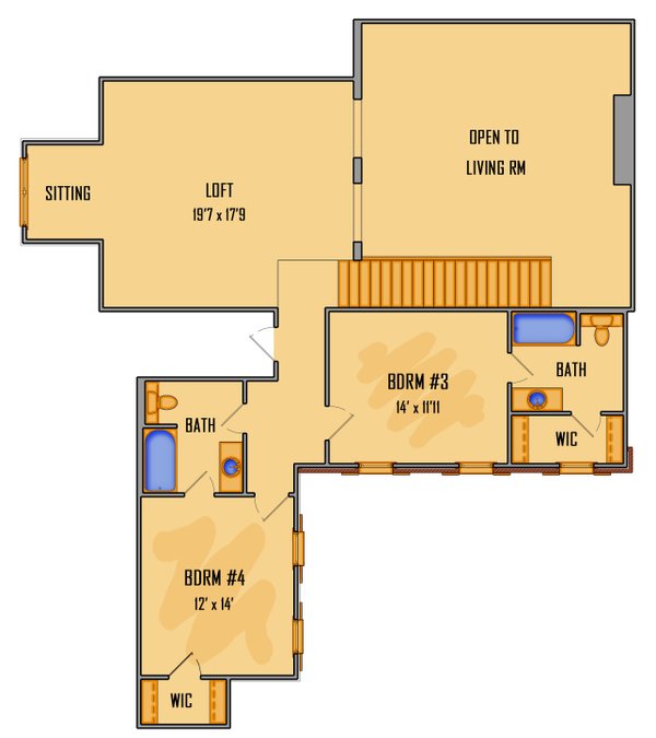 European Floor Plan - Upper Floor Plan #1081-36