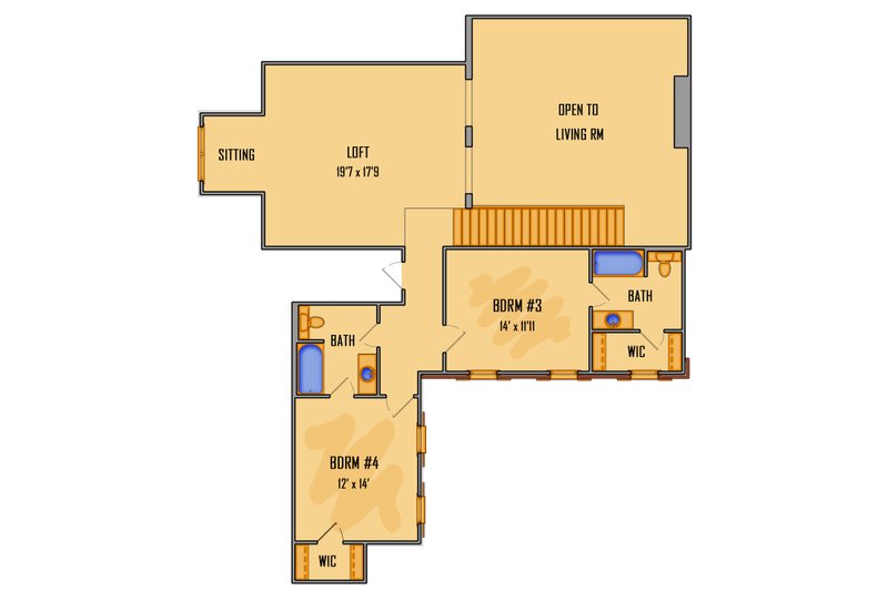 Architectural House Design - Floor Plan - Upper Floor for European House Plan #1081-36 - 4 bed, 4.5 bath