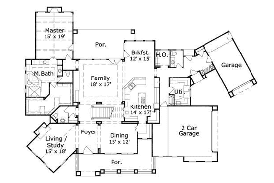 Floor Plan - Main Floor for Mediterranean House Plan #411-178 - 5 bed, 4 bath