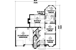 Floor Plan - Main Floor for European House Plan #25-4797 - 3 bed, 1 bath
