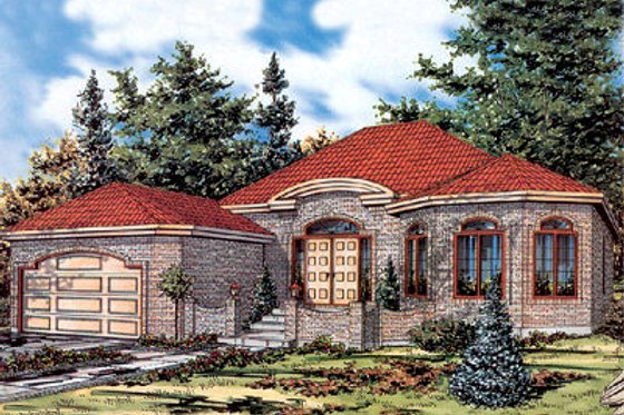 Exterior - Front Elevation for European House Plan #138-183 - 2 bed, 1.5 bath