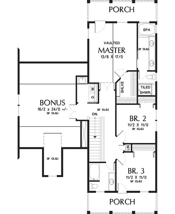 Colonial Floor Plan - Upper Floor Plan #48-648