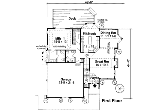 Floor Plan - Main Floor for Traditional House Plan #312-325 - 3 bed, 2.5 bath
