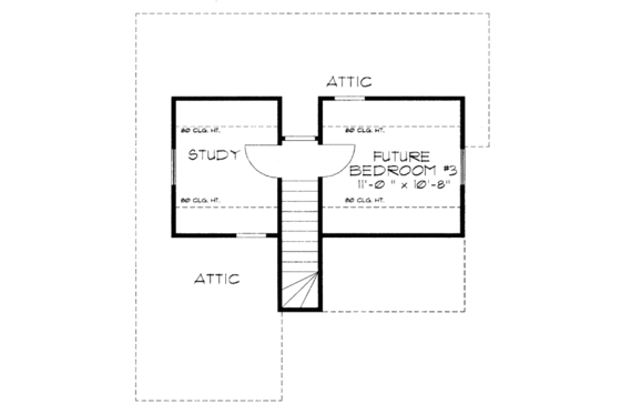 Floor Plan - Upper Floor for Traditional House Plan #43-101 - 3 bed, 1 bath