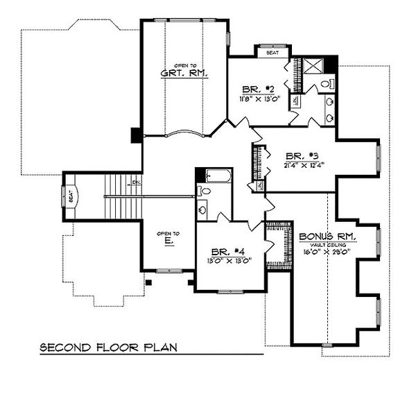 House Plan Design - European Floor Plan - Upper Floor Plan #70-546