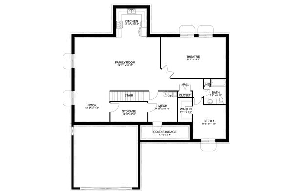 Architectural House Design - Traditional Floor Plan - Lower Floor Plan #1060-219