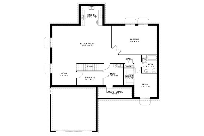 Home Plan - Floor Plan - Lower Floor for Traditional House Plan #1060-219 - 3 bed, 2 bath