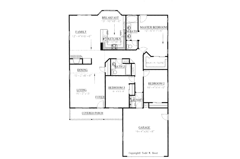 Dream House Plan - Floor Plan - Main Floor for Ranch House Plan #437-12 - 3 bed, 2 bath