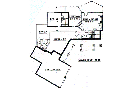 Floor Plan - Lower Floor for Traditional House Plan #67-231 - 3 bed, 4 bath
