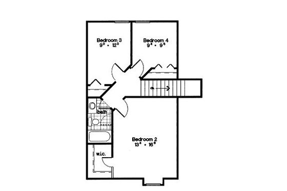 Floor Plan - Upper Floor for Mediterranean House Plan #417-131 - 4 bed, 2 bath