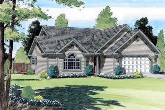 Exterior - Front Elevation for Traditional House Plan #312-549 - 3 bed, 2 bath