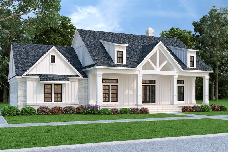 Dream House Plan - Farmhouse Exterior - Front Elevation Plan #45-584