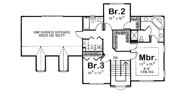 Traditional Floor Plan - Upper Floor Plan #455-179