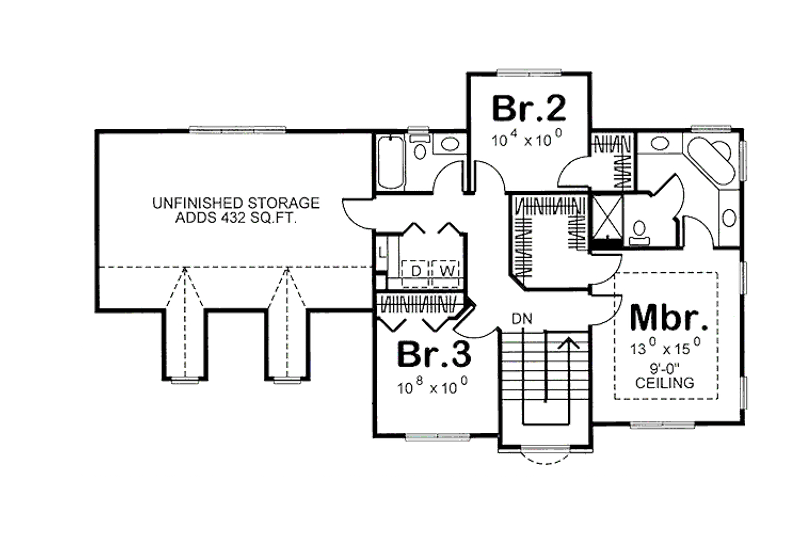 Home Plan - Floor Plan - Upper Floor for Traditional House Plan #455-179 - 3 bed, 2.5 bath