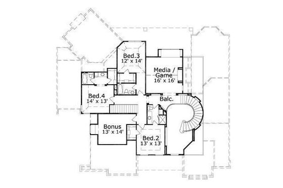 Floor Plan - Upper Floor for European House Plan #411-358 - 4 bed, 4.5 bath