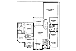 Floor Plan - Main Floor for Traditional House Plan #42-262 - 4 bed, 2 bath