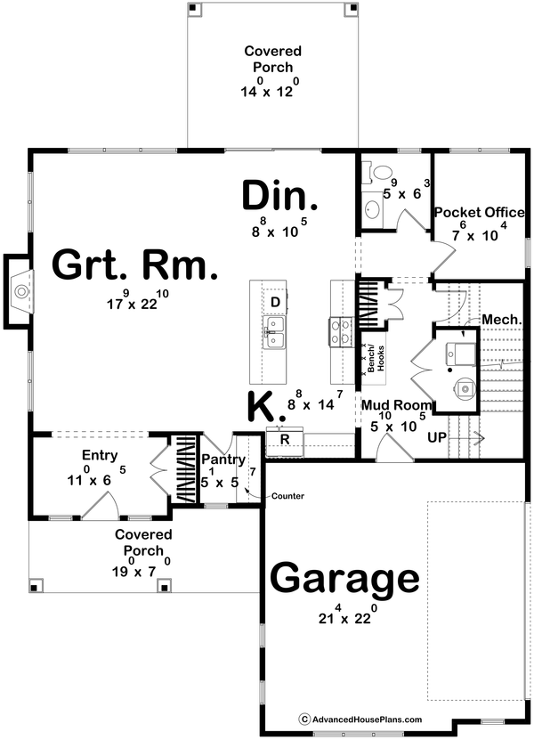 Farmhouse Floor Plan - Main Floor Plan #455-561