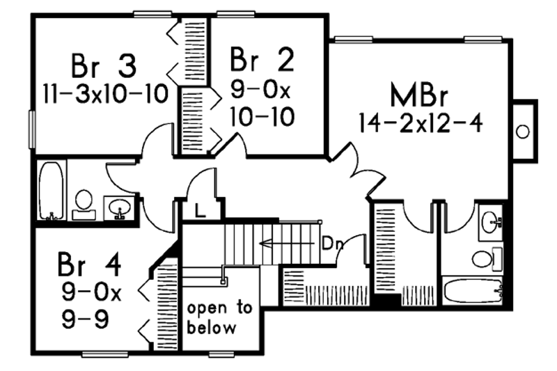 Dream House Plan - Floor Plan - Upper Floor for European House Plan #57-166 - 4 bed, 2.5 bath