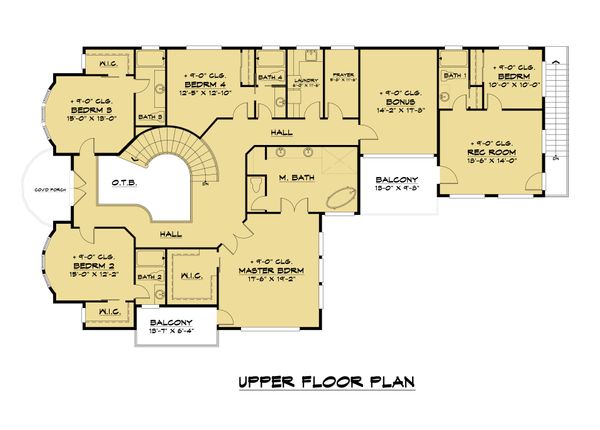 House Blueprint - Mediterranean Floor Plan - Upper Floor Plan #1066-101