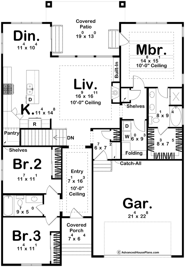 Architectural House Design - Farmhouse Floor Plan - Main Floor Plan #455-632