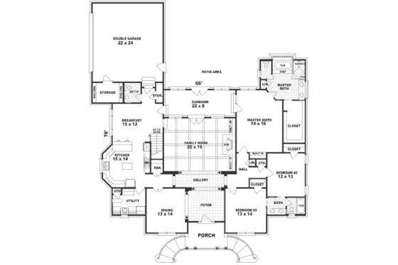 Floor Plan - Main Floor for European House Plan #81-396 - 3 bed, 3 bath