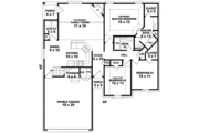 European Style House Plan - 3 Beds 2 Baths 1363 Sq/Ft Plan #81-722 