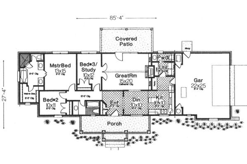Home Plan - Floor Plan - Main Floor for Ranch House Plan #310-603 - 3 bed, 2.5 bath