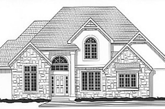 Exterior - Front Elevation for European House Plan #67-226 - 4 bed, 4 bath