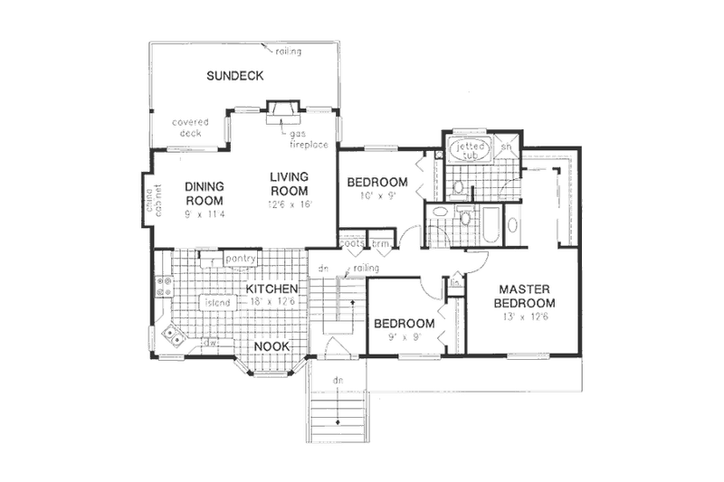 House Plan Design - Floor Plan - Main Floor for Traditional House Plan #18-9328 - 3 bed, 2 bath
