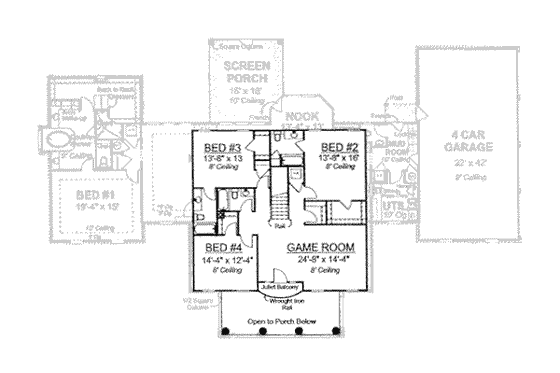 Floor Plan - Upper Floor for Colonial House Plan #20-1684 - 4 bed, 5 bath